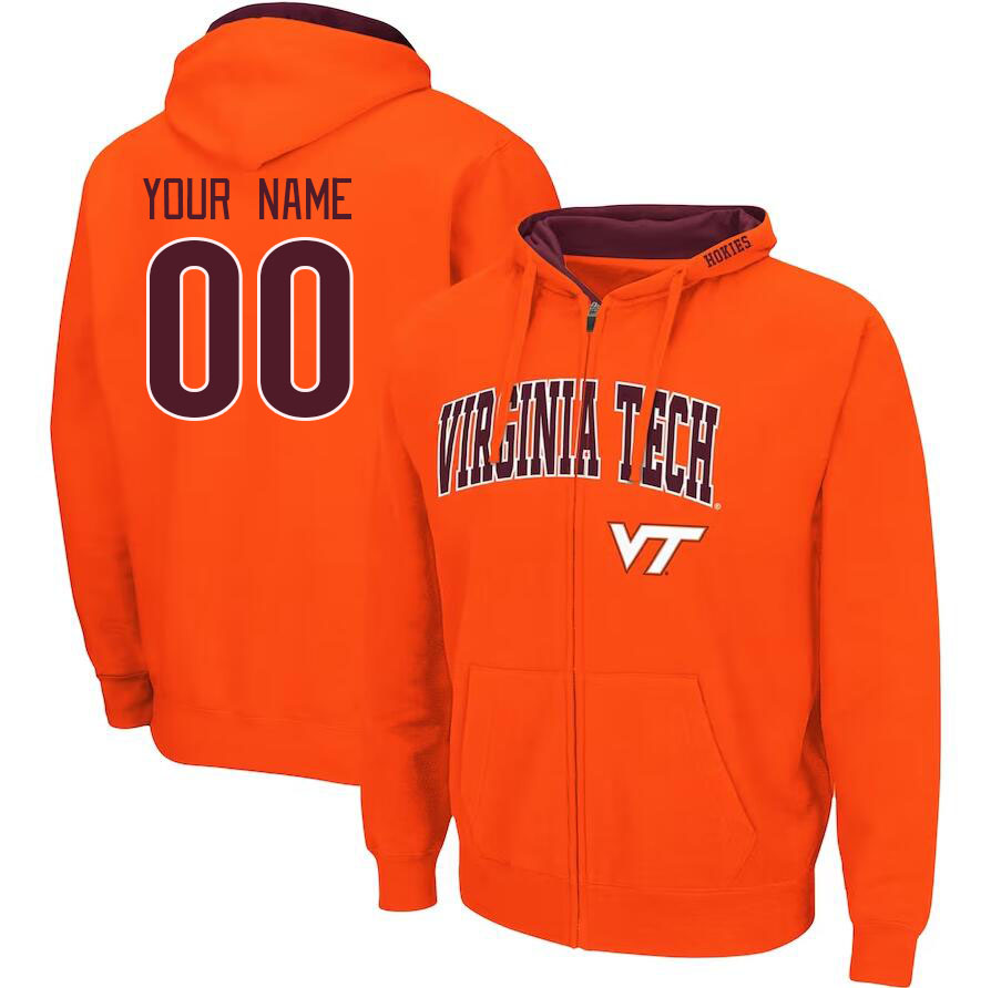 Custom Virginia Tech Hokies Name And Number College Hoodie-Orange - Click Image to Close
